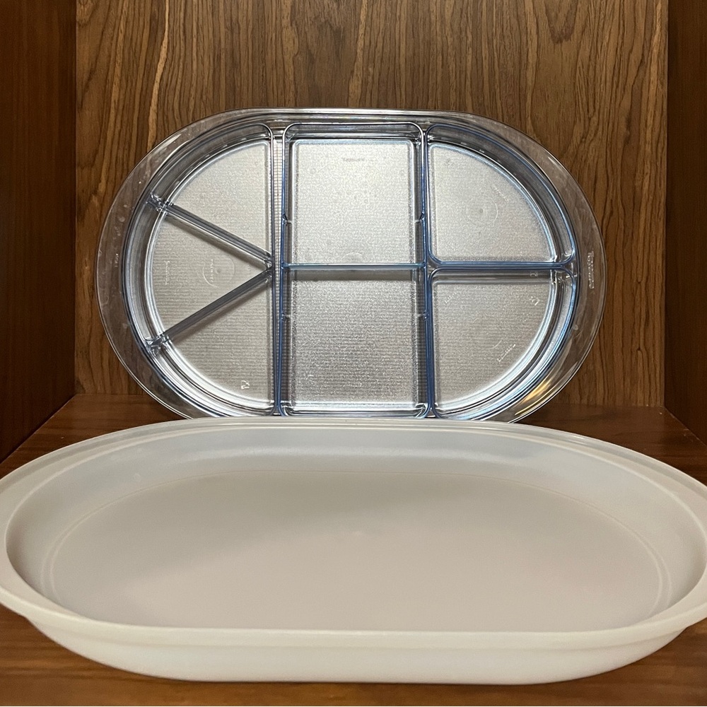 Oval Divided Serving Tray with Lid